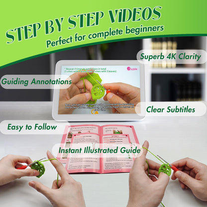Crochet Kit for Beginners with Step-by-Step Video Tutorials,Beginners Starter Crochet Succulent Plant Kit for Adults Kids,Learn to Crochet Set (Hanging Plants)
