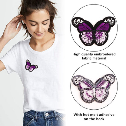 72 Pcs Embroidered Iron On Patches for Clothing, Butterfly Flower Iron On Patches Set, Bee Rose Daisy Embroidered Patches, Applique Patches for Clothes, Jackets, Jeans, Backpacks