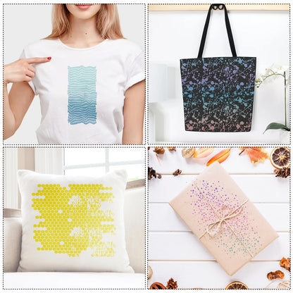 16 Pieces Stencils for Painting, Abstract Texture Stencils Crafts Reusable Layering Stencil Brick Shoe Pattern Templates for Drawing Card Making Canvas Furniture Paper