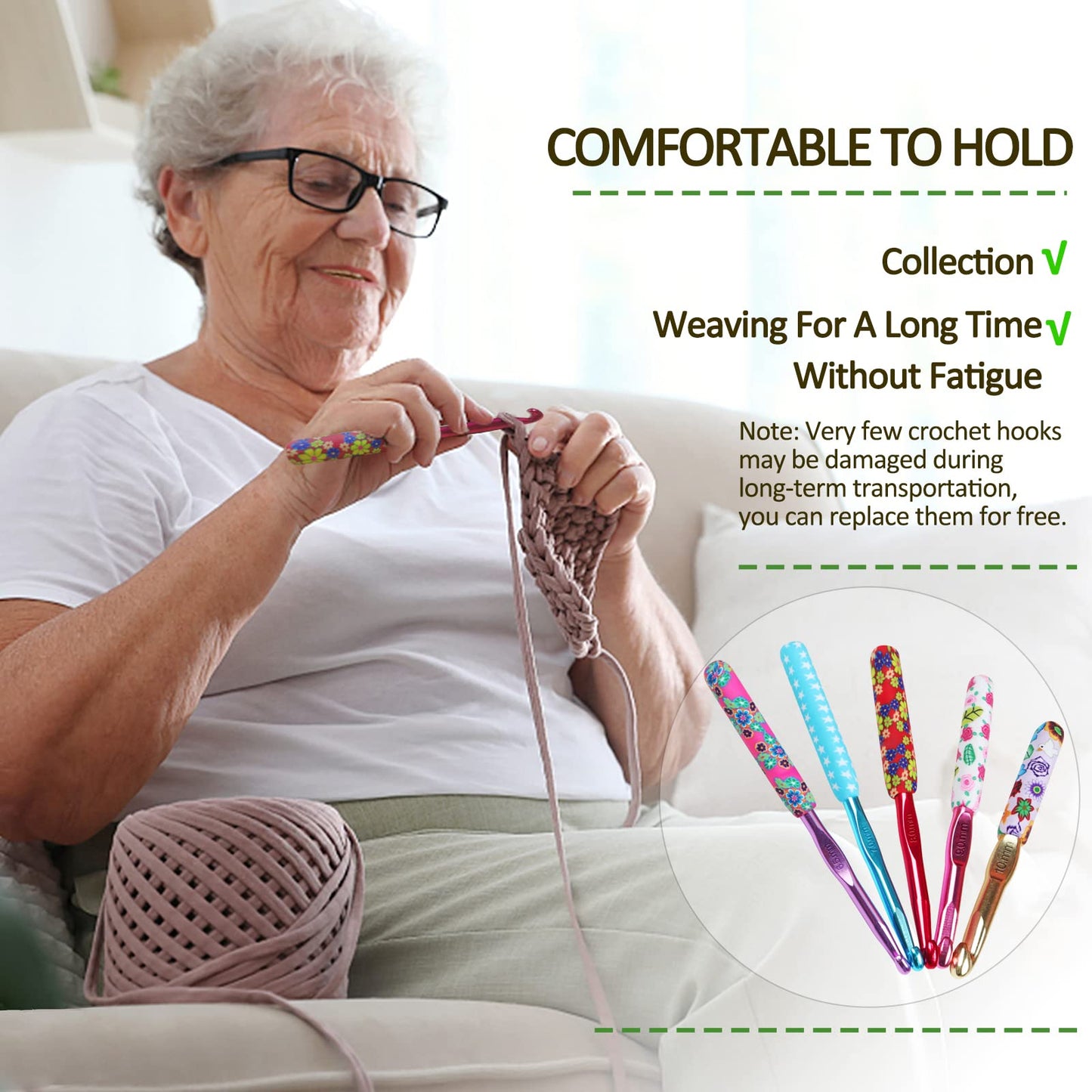 Warm Crochet Hooks Large, 10mm 9mm 8mm 7mm 6.5mm Large Crochet Hooks for Chunky Yarn Blanket Sweater Thick Wool, Big Crochet Kit for Arthritic Hands Knitting & Crochet Supplies