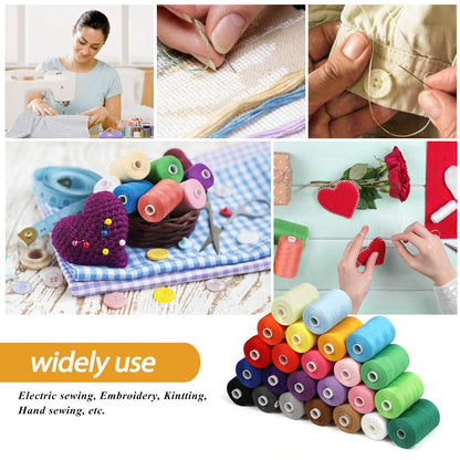 Sewing Thread Sets - 24-Color Mixed Cotton, 1000 Yards for Sewing Machine, DIY Projects