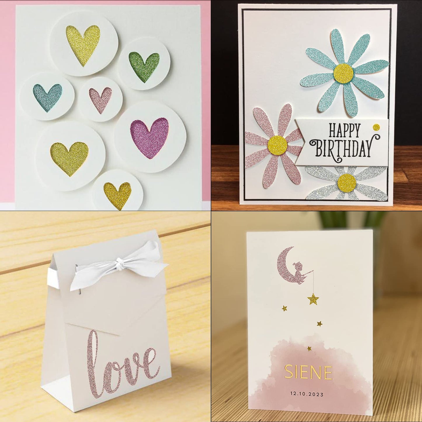 Glitter Cardstock, 40 Sheets in 20 Colors, Premium Cardstock for Cricut, Crafts and DIY Projects, Sparkly Paper for Card Making, 250 GSM