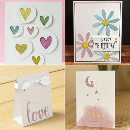 Glitter Cardstock, 40 Sheets in 20 Colors, Premium Cardstock for Cricut, Crafts and DIY Projects, Sparkly Paper for Card Making, 250 GSM