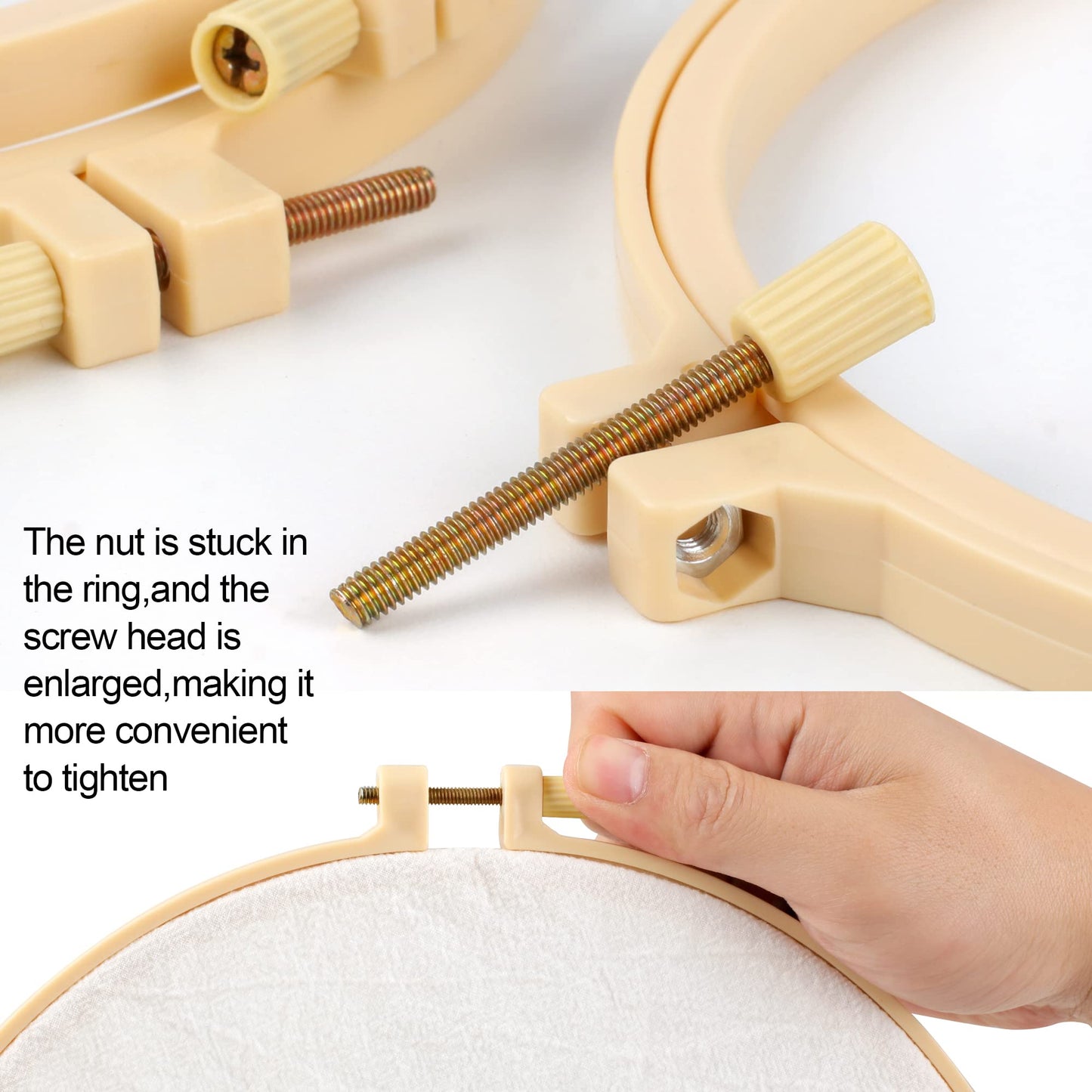 6 Pcs Embroidery Hoop 6 Size, Round Plastic Cross Stitch Hoop with 16 Needles (3.6In to 10.7 in), Small Embroidery Hoop, Cross Stitch Hoops and Frames, Suitable for Embroidery, Craft Sewing