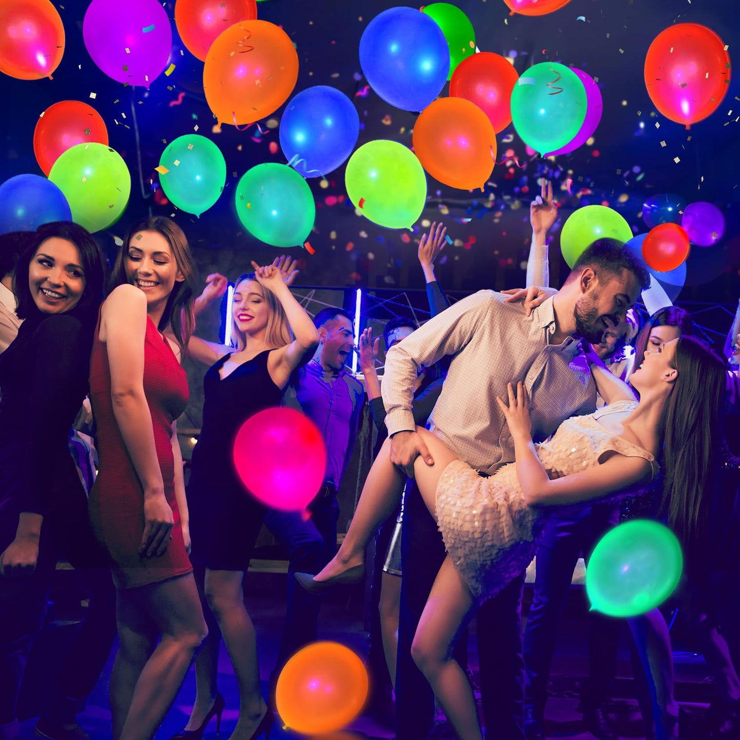100 Pcs UV Neon Balloons ,Neon Glow Party Balloons UV Black Light Balloons Glow in the dark for Birthday Decorations Wedding Glow Party Supplies Blacklight Reactive Fluorescent Balloons