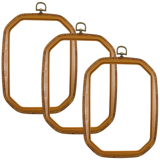 Resin Decorative Embroidery Hoop - 3 Pieces 10*7 inch Cross Stitch Hoops Set, Resin Embroidery Frame for Display Sewing Craft Hanging Ornament (Imitation Wood)