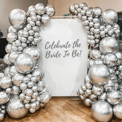 120pcs 5 inch Metallic Silver, Small Chrome Silver Latex Balloons for Graduation Wedding Baby Shower Disco Birthday Party Decorations