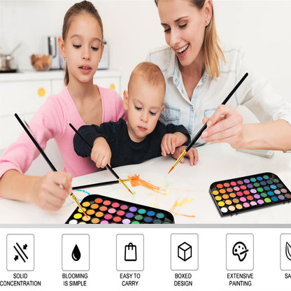 Watercolor Paint,48 Colors Washable Watercolor Paint Set With Brush, Refillable Water Brush Pen, Palette, and Water-Washable Paints for Kids, Adults and Artists.