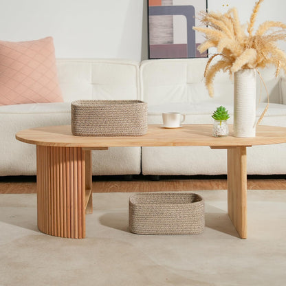 3-Pcs Shelf Baskets for Organizing | Storage Basket for Shelves | Small Woven Baskets | Rope Toy Basket | Closet Organizer Bins | Cube Decorative Box | 11.8×7.8×5.1” | Mixed brown