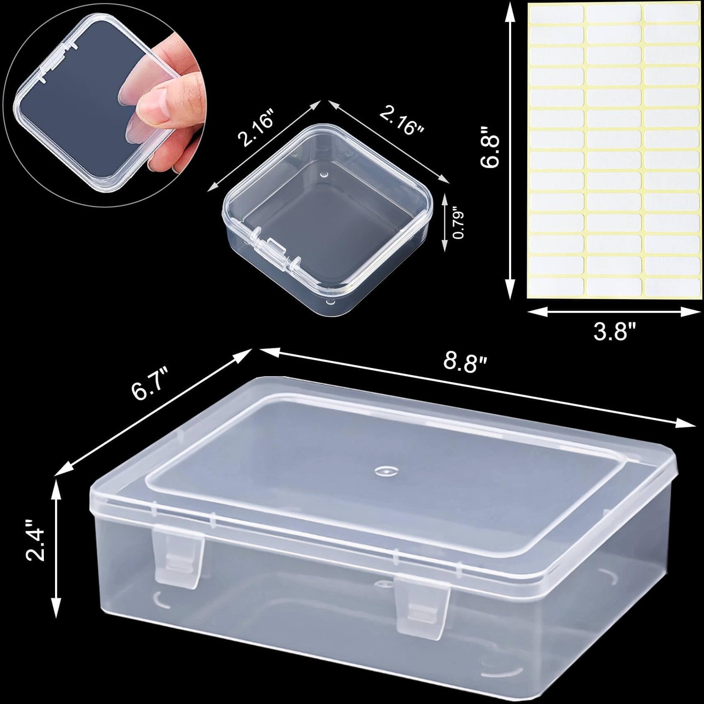 Bead Organizer Box, 30pcs Small Clear Plastic Storage Containers, Craft Storage Box Features Hinged Lid and Labels, Mini Boxes for Bracelets, Jewelry, Diamonds, Clay Beads, Screws, Seeds, Small Parts