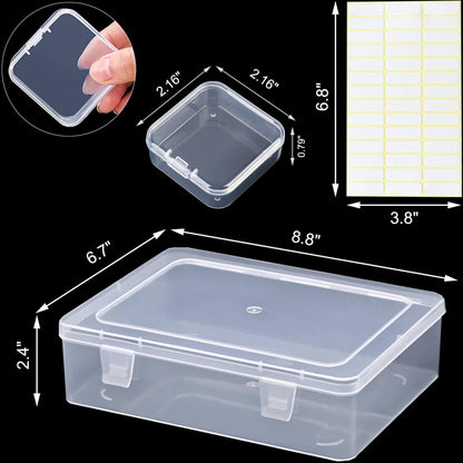 Bead Organizer Box, 30pcs Small Clear Plastic Storage Containers, Craft Storage Box Features Hinged Lid and Labels, Mini Boxes for Bracelets, Jewelry, Diamonds, Clay Beads, Screws, Seeds, Small Parts