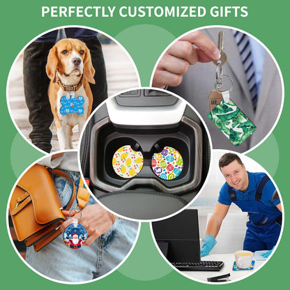 114Pcs Sublimation Blanks Products, Sublimation Blank Set Including DIY Blank Makeup Bag, Keychain, Earring, Pillow Cover, Mouse Pad, Coaster, Garden Flag for Sublimation Transfer Heat Press Craft