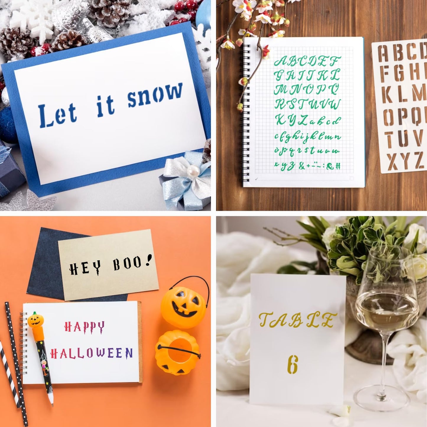 20 Pieces Letter Stencils Reusable Letter Stencils for Painting on Wood, Plastic Alphabet Numbers Stencils, Letter Stencil Template for Notebook, Journal, Scrapbook Decorations (20 Letter)