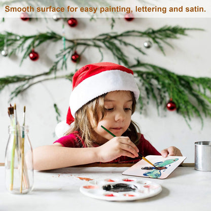 Unfinished Wood Pieces, 50Pcs 4 x 4 Inch Blank Natural Wood Square Wooden Cutouts Board for DIY Crafts Painting, Scrabble Tiles, Coasters, Decoration