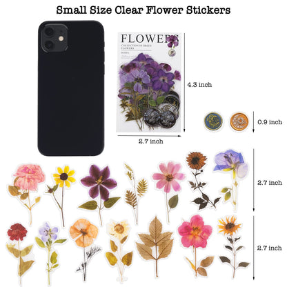 Pressed Flower Themed Stickers Set (320 Pieces) Dried Flowers Resin Stickers Decals Floral Botanical Journaling Stickers for Scrapbook Supplies Junk Journal Bullet Journal Planner Laptops