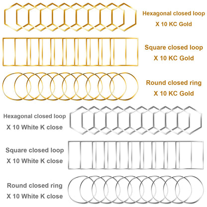 Earrings Beading Hoop for Jewelry Making,   Earrings Findings Hoops Earring Charms Open Bezel Pendant Frame for DIY Craft,Earring Necklace,Crafts Supplies (60 pcs (Round/Square/Hexagon))