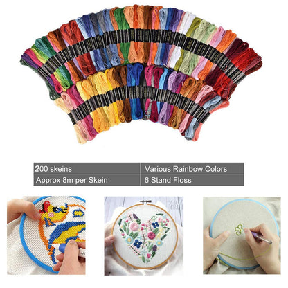 Embroidery Floss Friendship Bracelet String Cross Stitch Threads with DMC Color Numbers, 6 Strands 8.75 Yard (200 skeins)