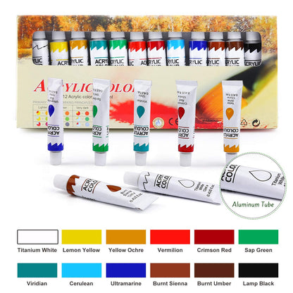 Acrylic Paint Set,Painting Supplies with 2 PCS of 12 Colors Acrylic Paint,1 Easel 3 Canvas 30 Paintbrushes and 3 Palettes, Paint Kit for Kids,Students, Artists and Beginner