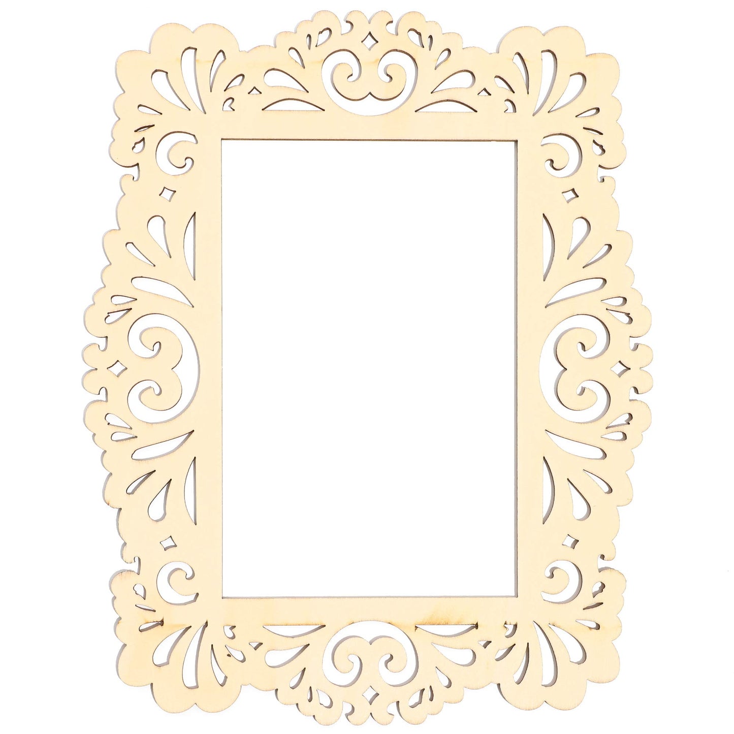Unfinished Wooden Picture Frames for Crafts with Cutouts and String - Pack of 6