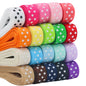 Grosgrain Ribbons for Crafts Gifts Wrapping 3/8" Boutique Polka Dot Fabric Ribbon 40yd (20 x 2yd)