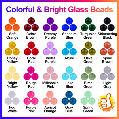 1150 Pieces 8mm Round Glass Beads for Jewelry Making, 23 Colors Crystal Beads for Bracelets Jewelry Making and DIY Crafts