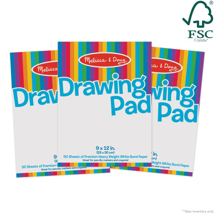 Drawing Paper Pad (9 x 12 inches) - 50 Sheets, 3-Pack - FSC Certified