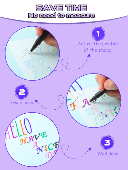 30 Pieces Letter Stencils for Painting 4 x 7 Inch Alphabet Reusable Plastic Numbers Font Templates for Journal Notebook, Diary, Scrapbook Decor Supplies