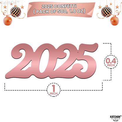 Shiny Rose Gold 2025 Grad Confetti - Pack of 500 | Rose Gold Graduation Confetti Class of 2025 | Pink Graduation Decorations 2025 | Prom Decorations 2025