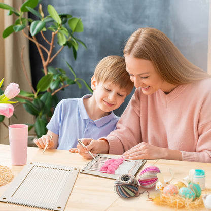 7 Pcs Weaving Loom Kit Small Weaving Loom for Beginners Wooden DIY Arts and Crafts with Wooden Stick,Comb,Crochet Needle for Adults Beginners Lovers Mother's Day Father's Day Birthday Gifts