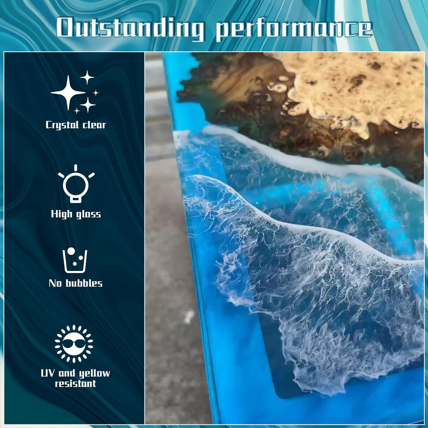 16OZ Epoxy Resin Kit-Crystal Clear and Hardener Epoxy Resin kit,No Yellowing, No Bubbles for Jewelry Making Molds Crafts DIY 1:1 Ratio（8OZx2