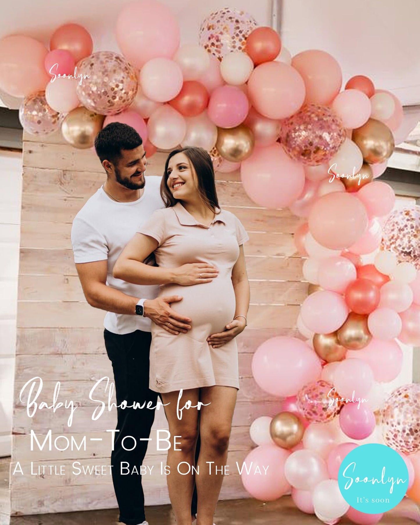 Rose Gold Balloons 140 Pack 12 Inch Gold and Pink Balloons and Pink Confetti Balloons Garland Arch Kit for Bridal Shower Baby Shower Party Decoration