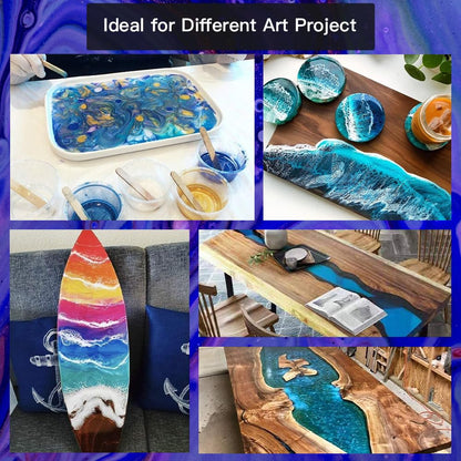 Epoxy Resin 17OZ, Crystal Clear Epoxy Resin Kit, Not Yellowing, Bubble Free, Self-Leveling, Coating & Casting for Jewelry Making, DIY Art Crafts, Molds, Beginners, Starter Kit (8.5OZ x 2)