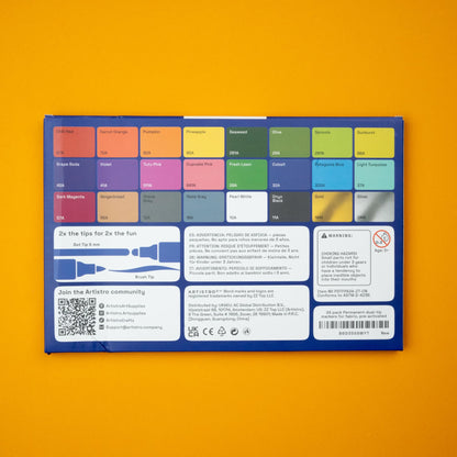 24 Dual-Tip Fabric Markers - Fabric Decorating Kit - Permanent for Clothes - No Bleed Pens for T-Shirts, Bags, Textile, Canvas, and More (Brush Tip and Fine Tip)