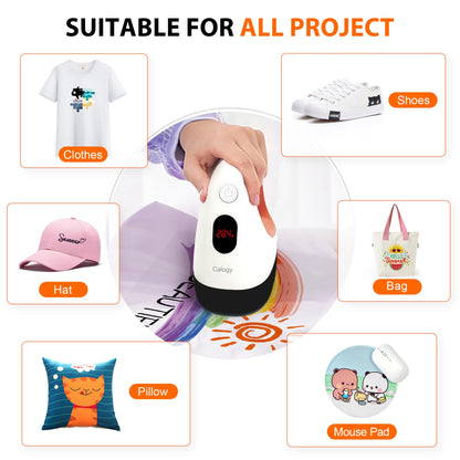 Mini Heat Press, Heat Transfer Machine, Constant Temp Control, Insulated Safety Base, Fits for Crafts, T-Shirt, Hat, Cap, Pillows (White Orange)
