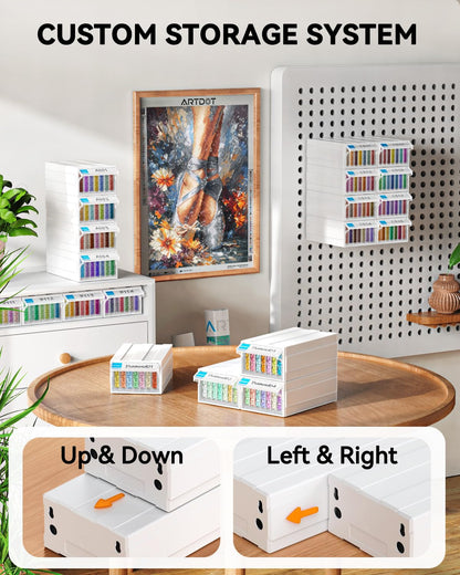 Diamond Painting Storage, 4 Pack Stackable Bead Organizer 140 Slots Individual Containers with Diamond Art Accessories and Tools for Beads Nail Pill Rhinestones Seed