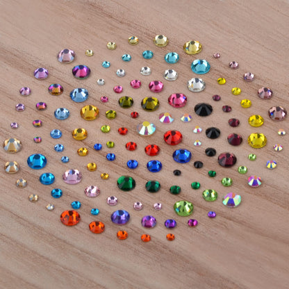 Beads 7000 Pieces Rhinestones 5 Sizes Round Crystal Glass Flat Back Rhinestones with 1Tweezers and 1Picking Pen for Nail Art Crafts Clothes Bags DIY (24 Colors Mixed 5 Sizes)