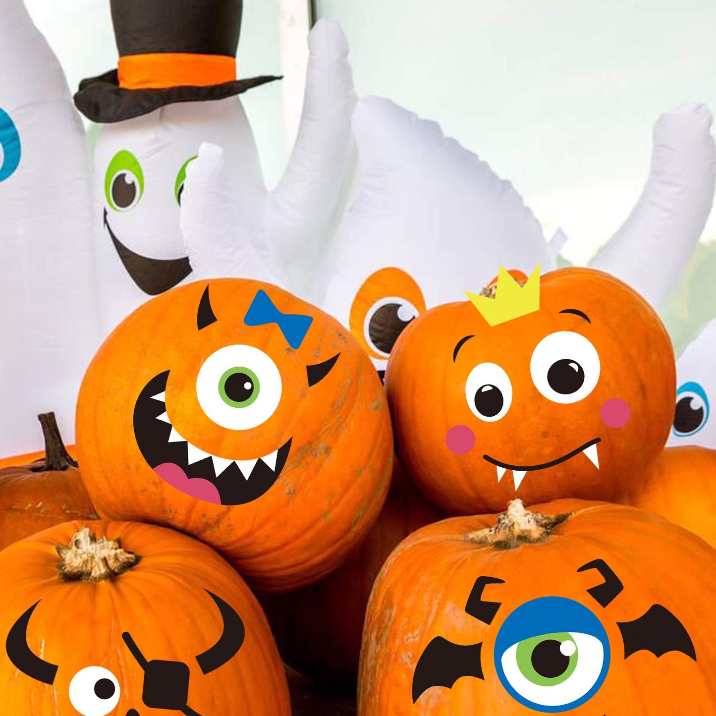 Foam Pumpkin Decorations Craft Kit,32 Pcs Halloween DIY Pumpkin Face Stickers for Kids Halloween Party Decoration 2 Pack