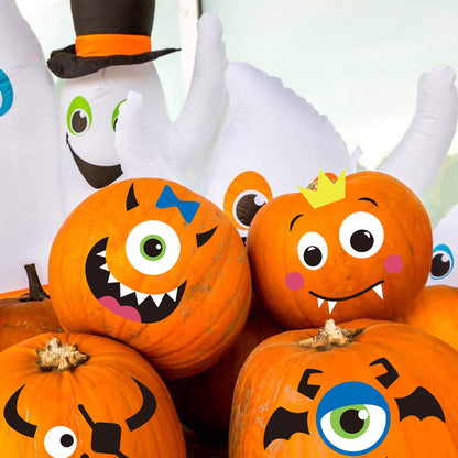 Foam Pumpkin Decorations Craft Kit,32 Pcs Halloween DIY Pumpkin Face Stickers for Kids Halloween Party Decoration 2 Pack