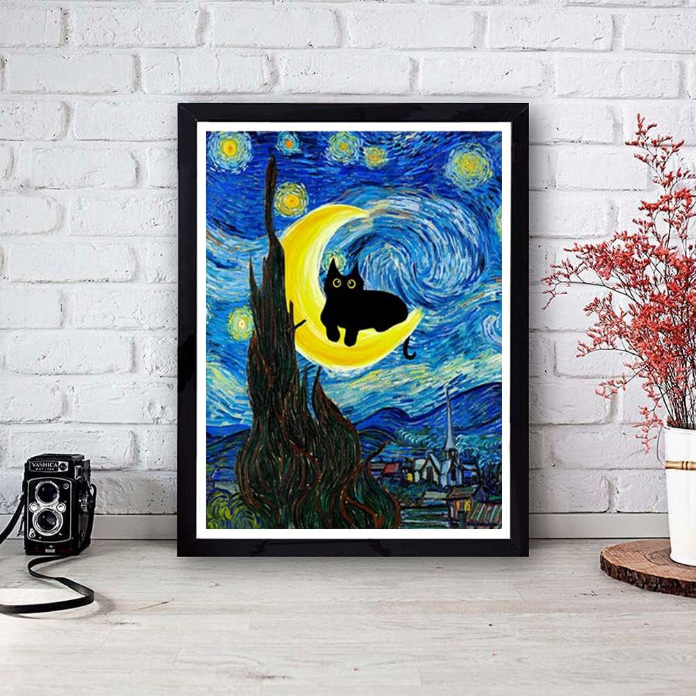 4 Pack Cat Starry Sky Flower Window Stamped Cross Stitch Kits - Embroidery Kits for Beginners Adults,11 CT Patterns Dimensions Counted Cross Stitch Kits Arts Craft Kits 12x16inch