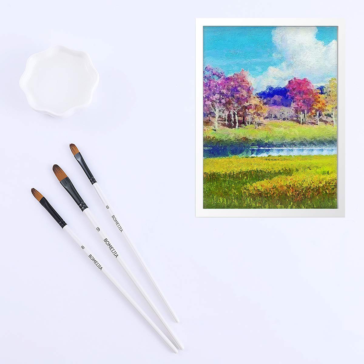Paint Brushes Set, 12 PCS Artist Brush for Acrylic Oil Watercolor Gouache Artist Professional Painting Kits with Synthetic Nylon Tips White