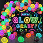 Neon Glow Party Decorations Glow in the Dark Party Supplies 60Pcs UV Blacklight Luminous Neon Balloons Arch Kit and Let's Glow Crazy Decorations Backdrop for Birthday Sleppover Decor