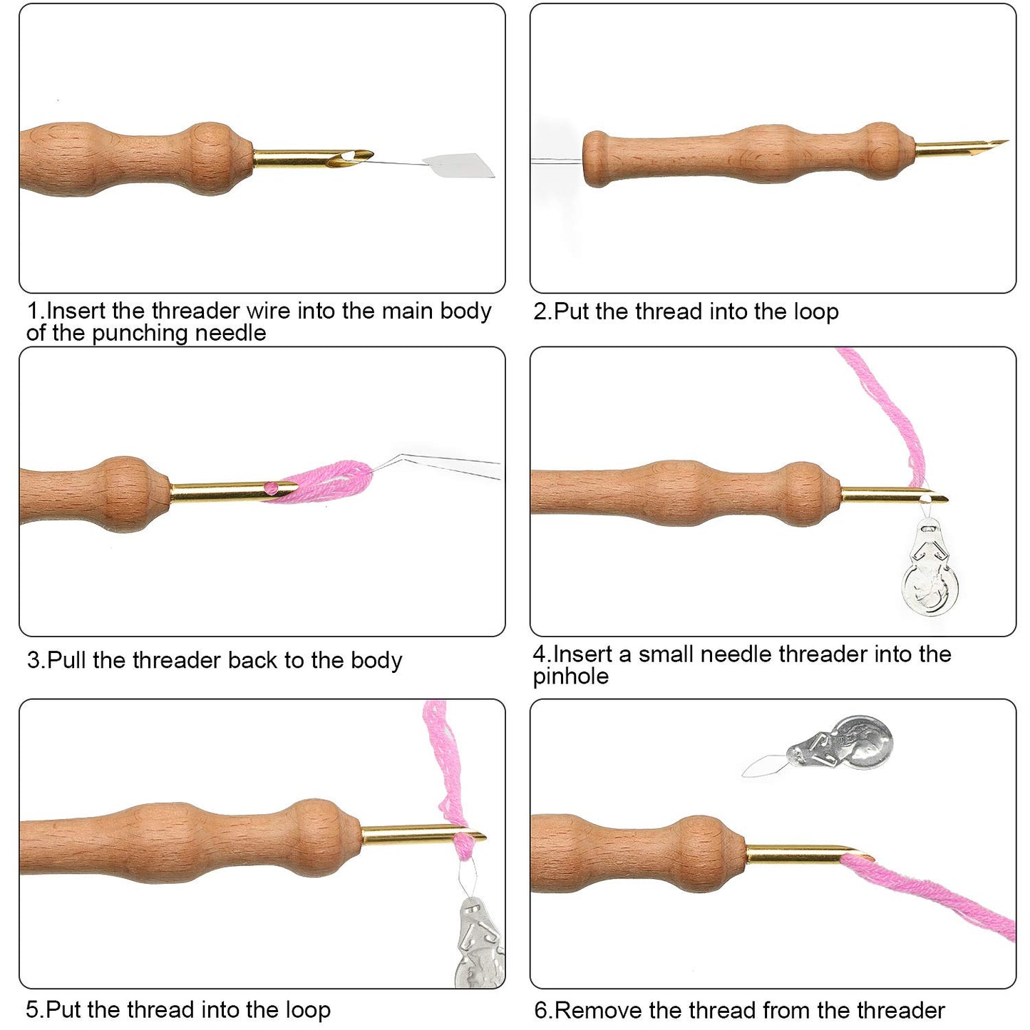 Punch Needle Kit Adjustable Punch Needle Tool Include Wooden Handle Embroidery Pen Cloth Large Eye Sewing Needles for Beginners Adults DIY Craft Gifts(Blue, Sky Blue)