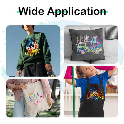 Tie Dye HTV Heat Transfer Vinyl -12 Sheets 12'' x 10''Watercolor HTV Vinyl Patterned Iron on Vinyl for T-Shirts