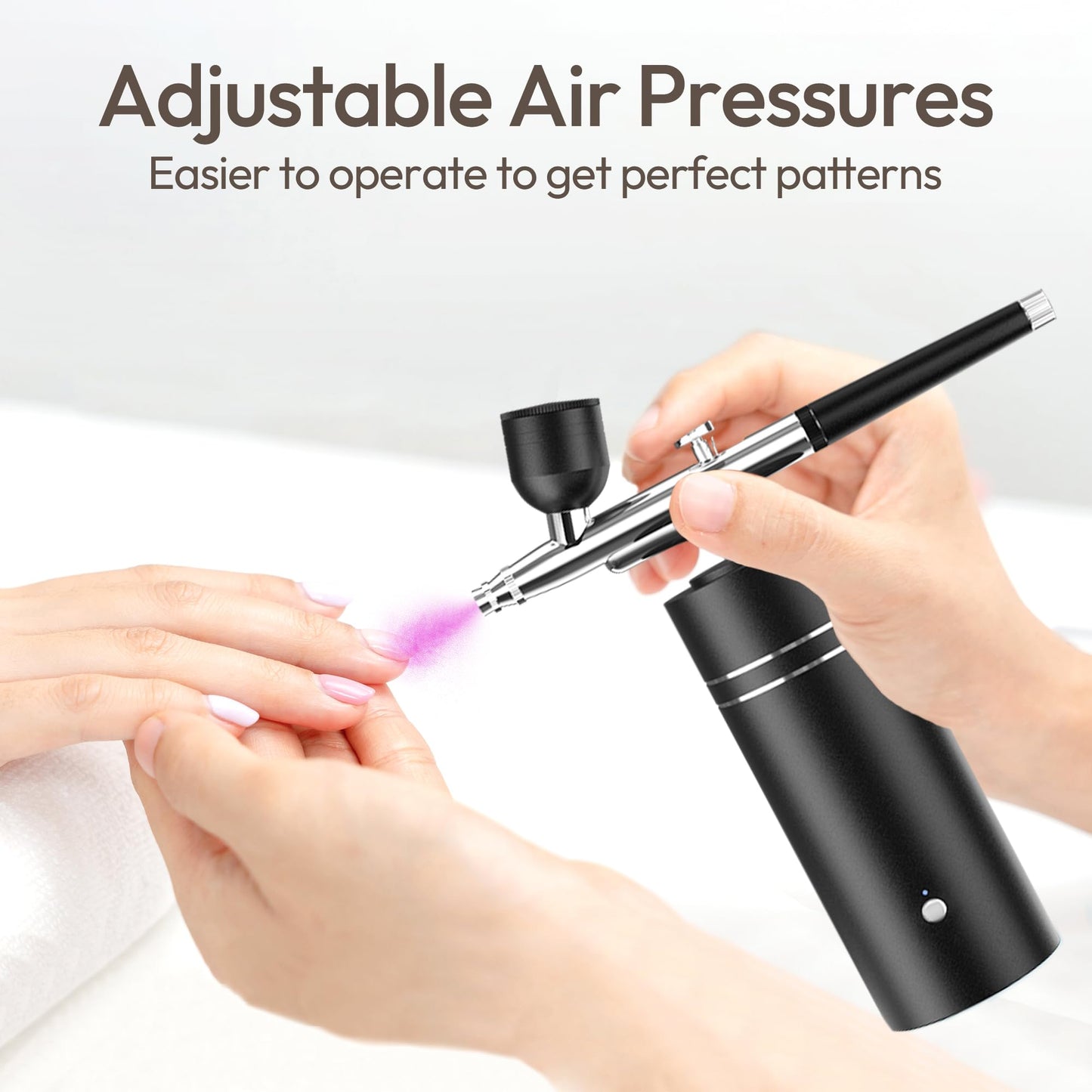 Airbrush Kit with Compressor 30PSI Portable Airbrush Gun Rechargeable Handheld Cordless Air Brush for Nails Art, Painting, Cake Decor, Cookie, Mode, Makeup, Barber (Black)