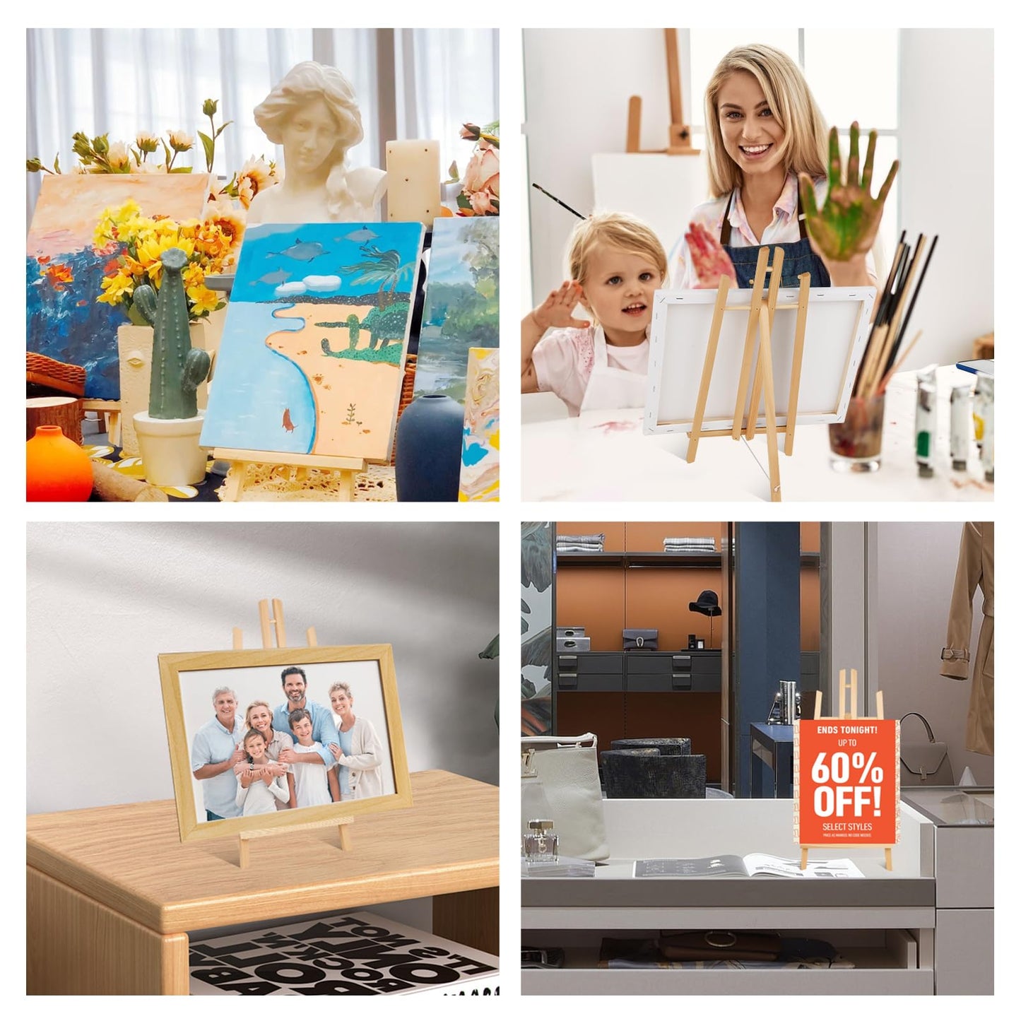 2Pack16in Tabletop Easel,Tabletop Easel for Painting Party, Wooden Tabletop Display Easels,Painting Easel for Displaying Canvases, Photos, Display Tripod Holder Stand for Students Kids