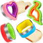 Sandwich Cutter and Sealer Set Uncrustables Maker 4 Pcs Bread Decruster Pancake Maker Heart Square Circle Dinosaur Shape DIY Cookie Cutters Gift for Kids Adult Boys Girls