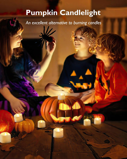 12Pcs Flickering Flameless Candle Battery Operated, 200+Hours Fake Electric LED Candles Tea Lights for Votive, Centerpiece Table Decorations, Wedding, Aniversary, Halloween, Christmas