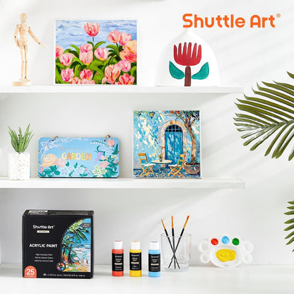 25 Colors Acrylic Paint Set, 2oz/60ml Bottles, Rich Pigmented Acrylic Paints for Artists, Beginners, Kids, Painting on Canvas Rocks Wood