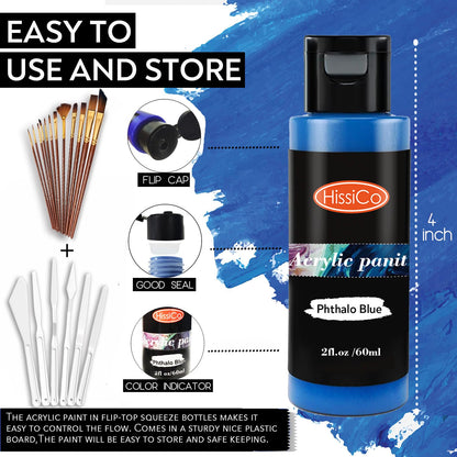 42PCS Acrylic Paint Set of 24 Colors 2fl oz 60ml Bottles with 12 Brushes and 6 Paint Knives,Non Toxic 24 Colors Acrylic Paint No Fading Rich Pigment for Kids Adults Artists Canvas Crafts Wood