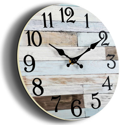Wall Clock Battery Operated 10 Inch Silent Non-Ticking Coastal Country Style Decorative for Living Room, Kitchen, Home,Bathroom, Bedroom, Laundry Room
